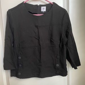 Cabi Women’s 3/4 Sleeve Black Shirt w/ Buttons Down Sides